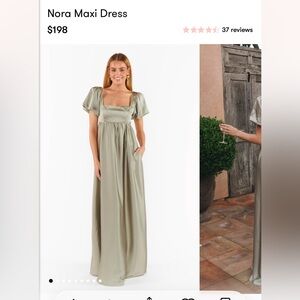 Show Me Your Mumu Nora Maxi Dress in Moss Green Luxe Satin